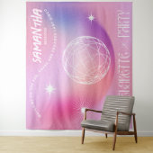 レトロな独身最後の夜のパーティー背景 グルーヴィーな70年代 ピンク タペストリー (インサイチュ)