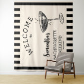 レトロな独身最後の夜のパーティー背景 コックテール タペストリー (インサイチュ)