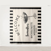 レトロな独身最後の夜のパーティー背景 コックテール タペストリー (正面)