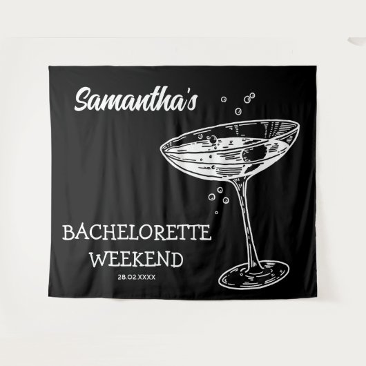 レトロな独身最後の夜のパーティー背景 モダンなコックテイル タペストリー (正面(横))