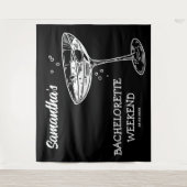 レトロな独身最後の夜のパーティー背景 モダンなコックテイル タペストリー (正面)