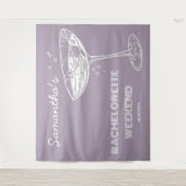 レトロな独身最後の夜のパープルコックテイル背景 タペストリー (正面)