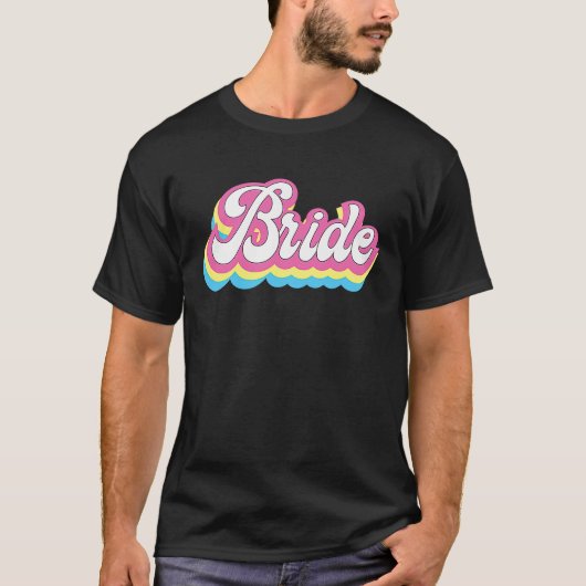レトロな独身最後の女友達パーティーの花嫁 結婚式 Tシャツ (正面)