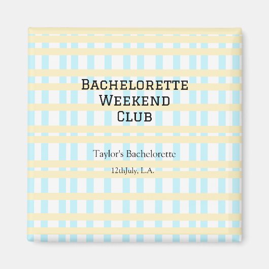 レトロな独身最後の週末 クラブ 青黄色の日付 マグネット (正面)