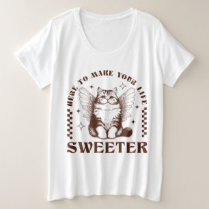 レトロな猫であなたの人生をより甘く プラスサイズTシャツ