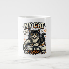 レトロな猫のイラスト「この猫はあなたが嫌い」 ジャンボコーヒーマグカップ