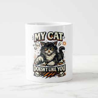 レトロな猫のイラスト「この猫はあなたが嫌い」 ジャンボコーヒーマグカップ