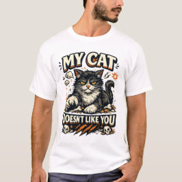 レトロな猫のイラスト「この猫はあなたが嫌い」 Tシャツ