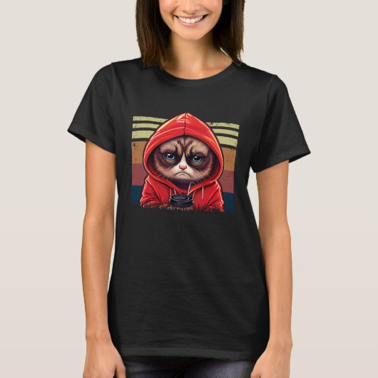 レトロな猫のカフェ 12 Tシャツ (正面)