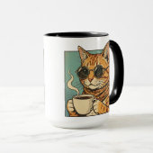 レトロな猫のコーヒーデザイン ネコ好きのためのグッズ マグカップ (正面右)
