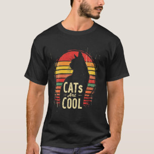 レトロな猫のシルエット CATs Are COOL Tシャツ