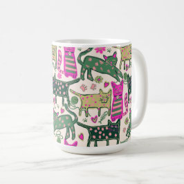 レトロな猫のデザインが楽しい コーヒーマグカップ
