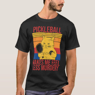 レトロな猫のピックルボールは殺伐とした気分を和らげてくれる Tシャツ