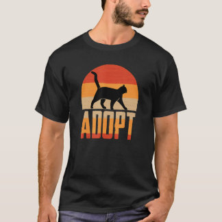 レトロな猫の保護 ヴィンテージな夕日の動物愛護 Tシャツ
