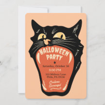 レトロな猫の口のハロウィンパーティー招待状