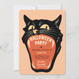レトロな猫の口のハロウィンパーティー招待状 招待状