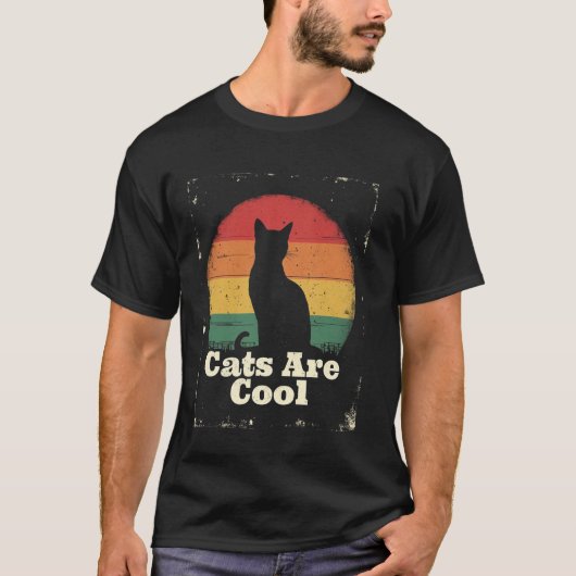 レトロな猫はクール Tシャツ (正面)