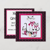 レトロな猫ファミリーとねずみ シーズンカード (正面/裏面)