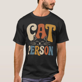 レトロな猫好きのためのタイポグラフィーデザイン Tシャツ