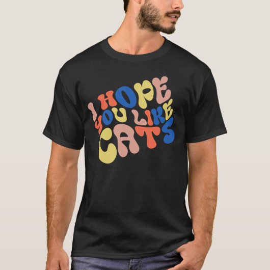 レトロな猫好きデザイン Tシャツ (正面)