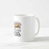 レトロな猫好き女子のビンテージ風デザイン コーヒーマグカップ (正面右)