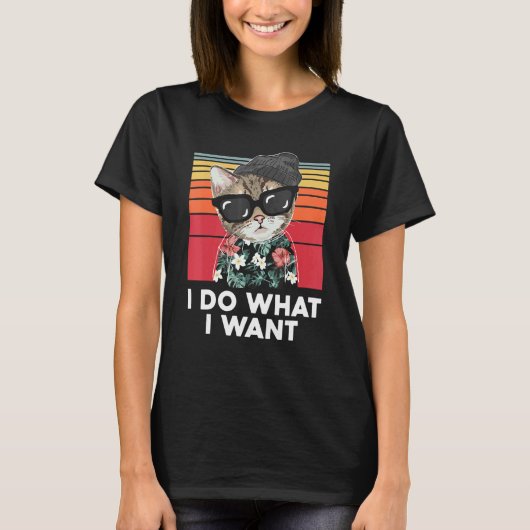 レトロな猫 私はやりたいことをやる  2 Tシャツ (正面)