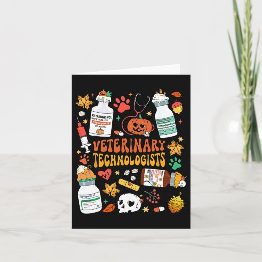 レトロな獣医技術者の怖いハロウィン カード (正面)