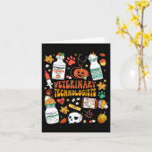 レトロな獣医技術者の怖いハロウィン カード (黄色い花)