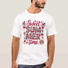 レトロな甘い夏の時間 さくらんぼ デイジー コケット Tシャツ