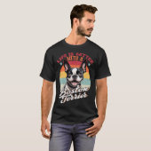 レトロな生活はボストンテリアのママ犬L Tシャツ (正面フル)