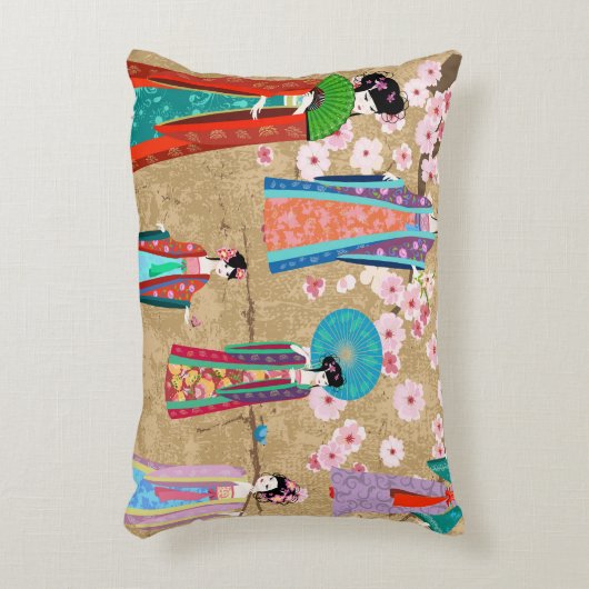 レトロな留学生のオリエンタル中国のガール、 アクセントクッション (正面(垂直))