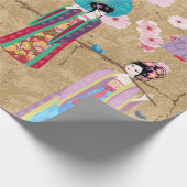 レトロな留学生のオリエンタル中国のガール、 ラッピングペーパー (角)