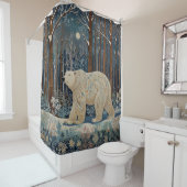 レトロな白い北極熊のボヘミアンワールド シャワーカーテン (インサイチュ)