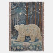 レトロな白い北極熊のボヘミアンワールド スローブランケット (正面縦)