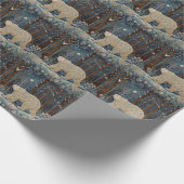 レトロな白い北極熊のボヘミアンワールド ラッピングペーパー (角)