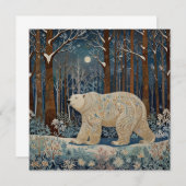 レトロな白い北極熊のボヘミアンワールド 招待状 (正面/裏面)