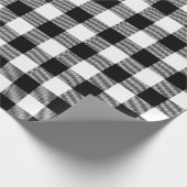 レトロな白と黒のクリスマスと新年のタータン・プレイド ラッピングペーパー (角)