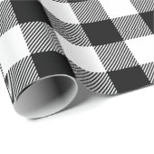 レトロな白と黒のクリスマスと新年のタータン・プレイド ラッピングペーパー (ロールコーナー)