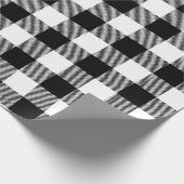 レトロな白と黒のクリスマスと新年のタータン・プレイド ラッピングペーパー (角)