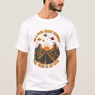 レトロな砂漠のハイウェイの夕焼け Tシャツ