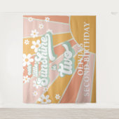 レトロな私たちの小さなサンシャイン デイジー バースデー バナー タ タペストリー (正面)