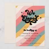 レトロな私たちの秘密の結婚式 カラフルなウェディング 招待状 (正面/裏面)