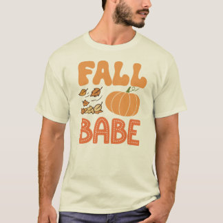 レトロな秋のカボチャスパイスの可愛い女の子 Tシャツ