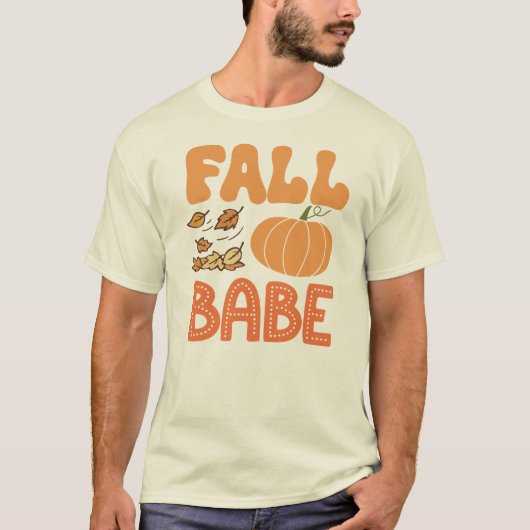 レトロな秋のカボチャスパイスの可愛い女の子 Tシャツ (正面)