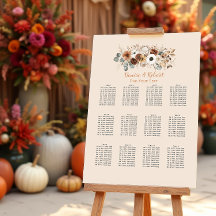 レトロな秋のドライフラワーの結婚式の座席表