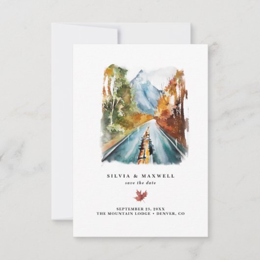レトロな秋の山の結婚式 Save the Date (正面)