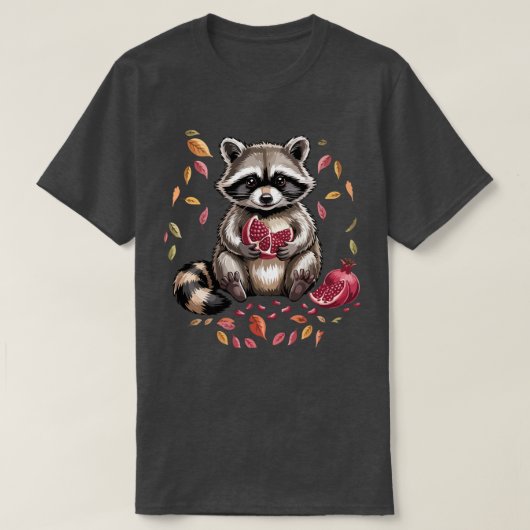 レトロな秋の果実 | ポメラニアンを食べるアライグマのオート Tシャツ (デザイン正面)