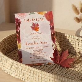 レトロな秋の紅葉 Fall in Love ベビーシャワー  招待状