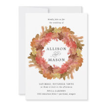レトロな秋の葉のリースの結婚式