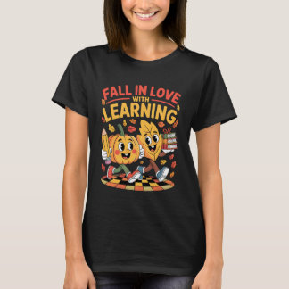 レトロな秋、学習と愛に落ちる オータムパンプキンティー Tシャツ